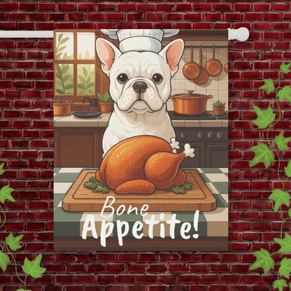 Printify Garden Flag 24.5'' × 32'' White French Bulldog Thanksgiving Garden Flag