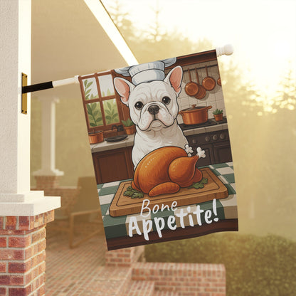 Printify Garden Flag White French Bulldog Thanksgiving Garden Flag