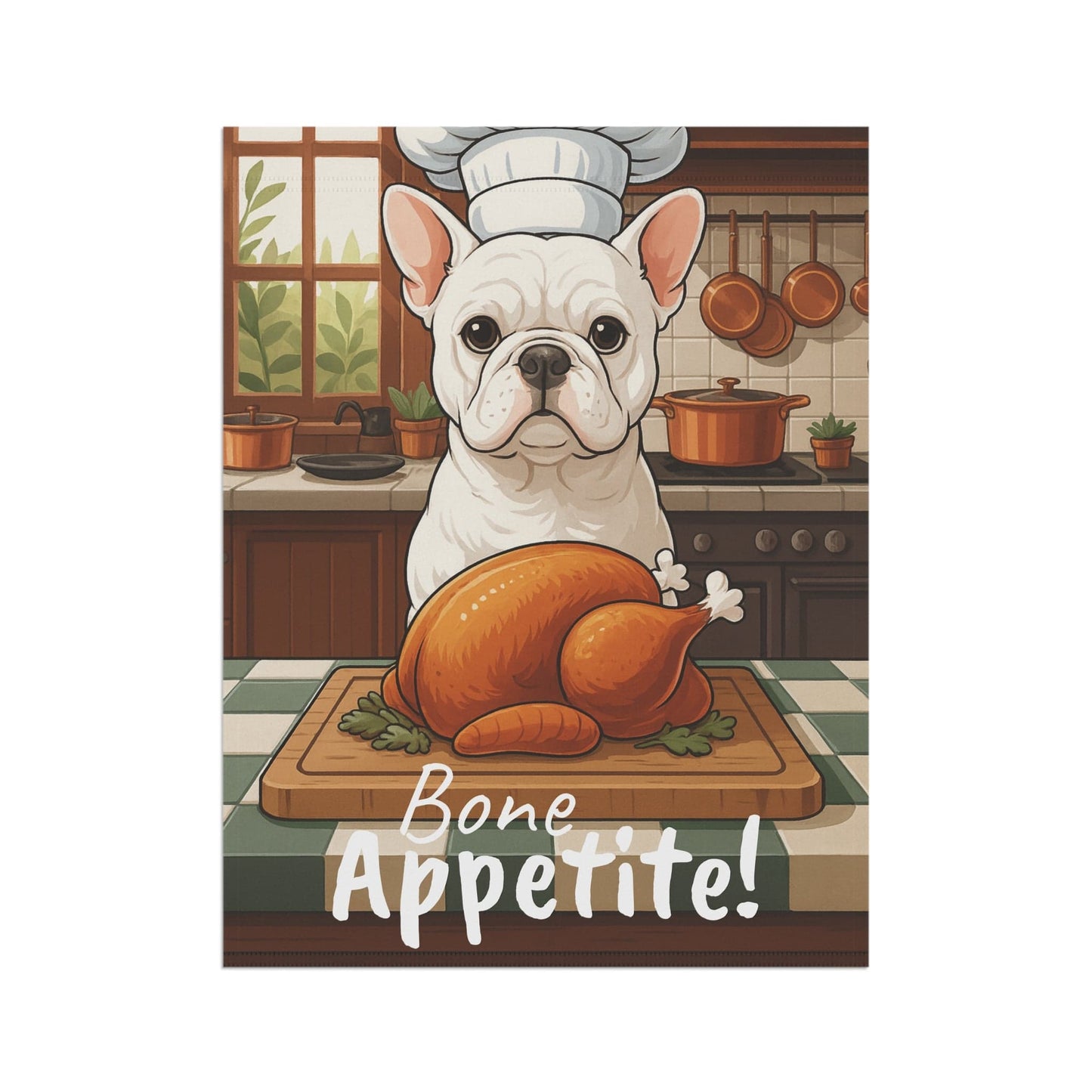 Printify Garden Flag White French Bulldog Thanksgiving Garden Flag