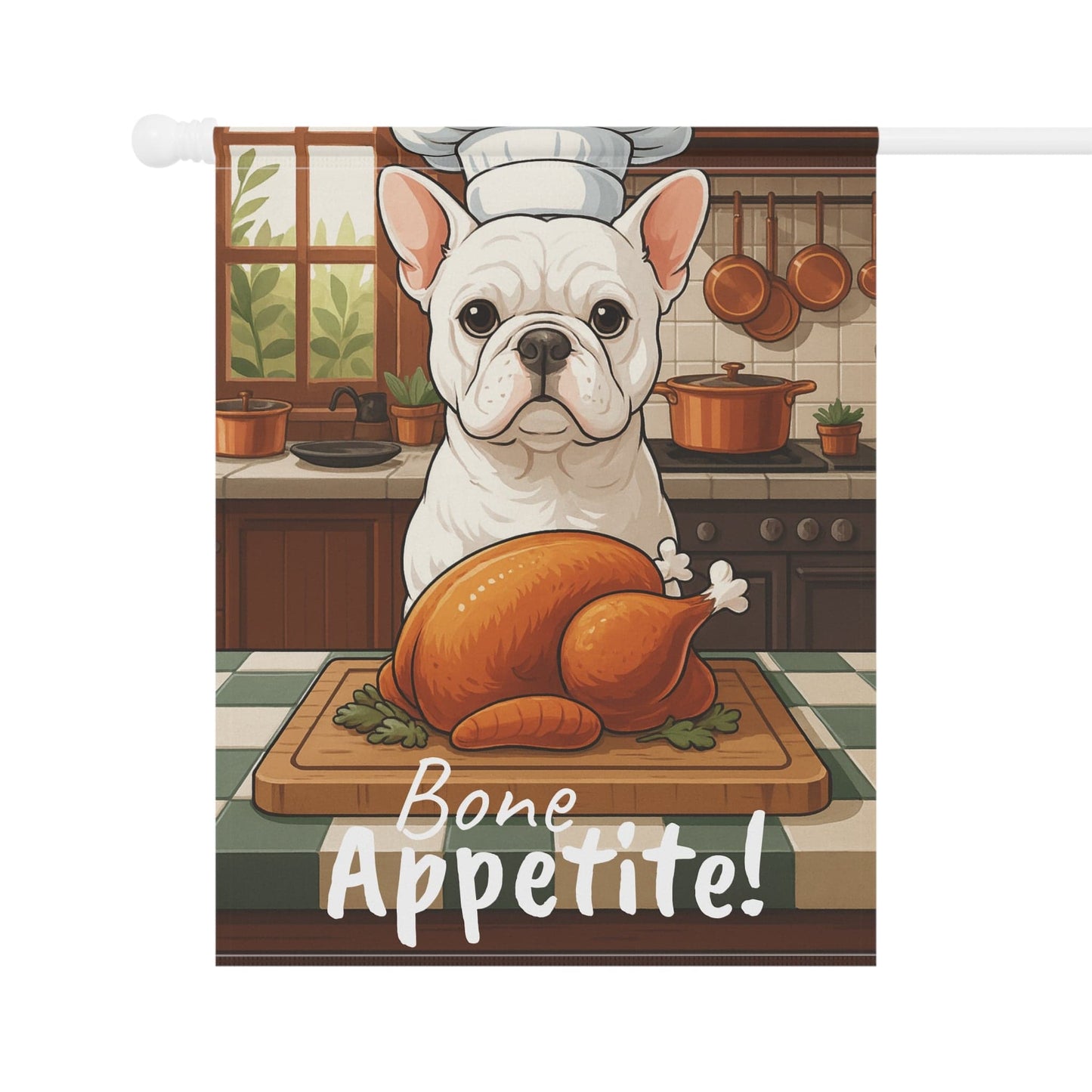 Printify Garden Flag White French Bulldog Thanksgiving Garden Flag