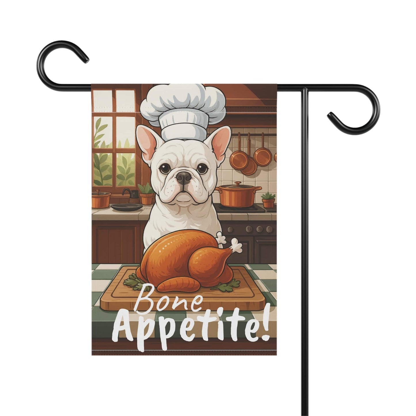Printify Garden Flag White French Bulldog Thanksgiving Garden Flag