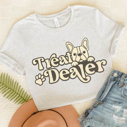 White French Bulldog Treat Dealer TShirt Ash