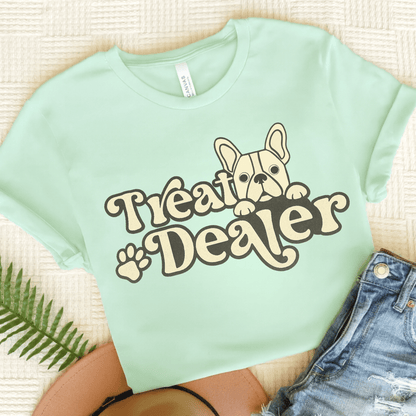White French Bulldog Treat Dealer TShirt Heather Mint