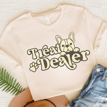 White French Bulldog Treat Dealer TShirt Natural