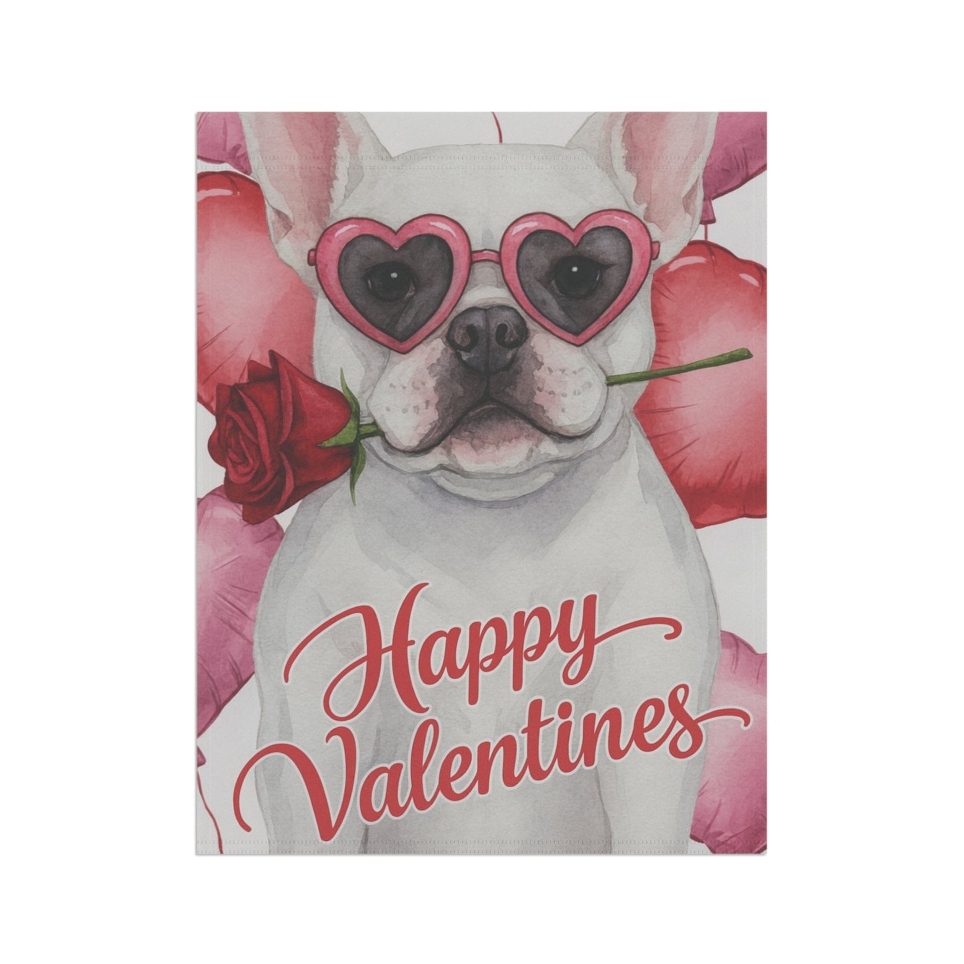 White French Bulldog Valentines Day Garden Flag