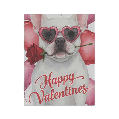 White French Bulldog Valentines Day Garden Flag