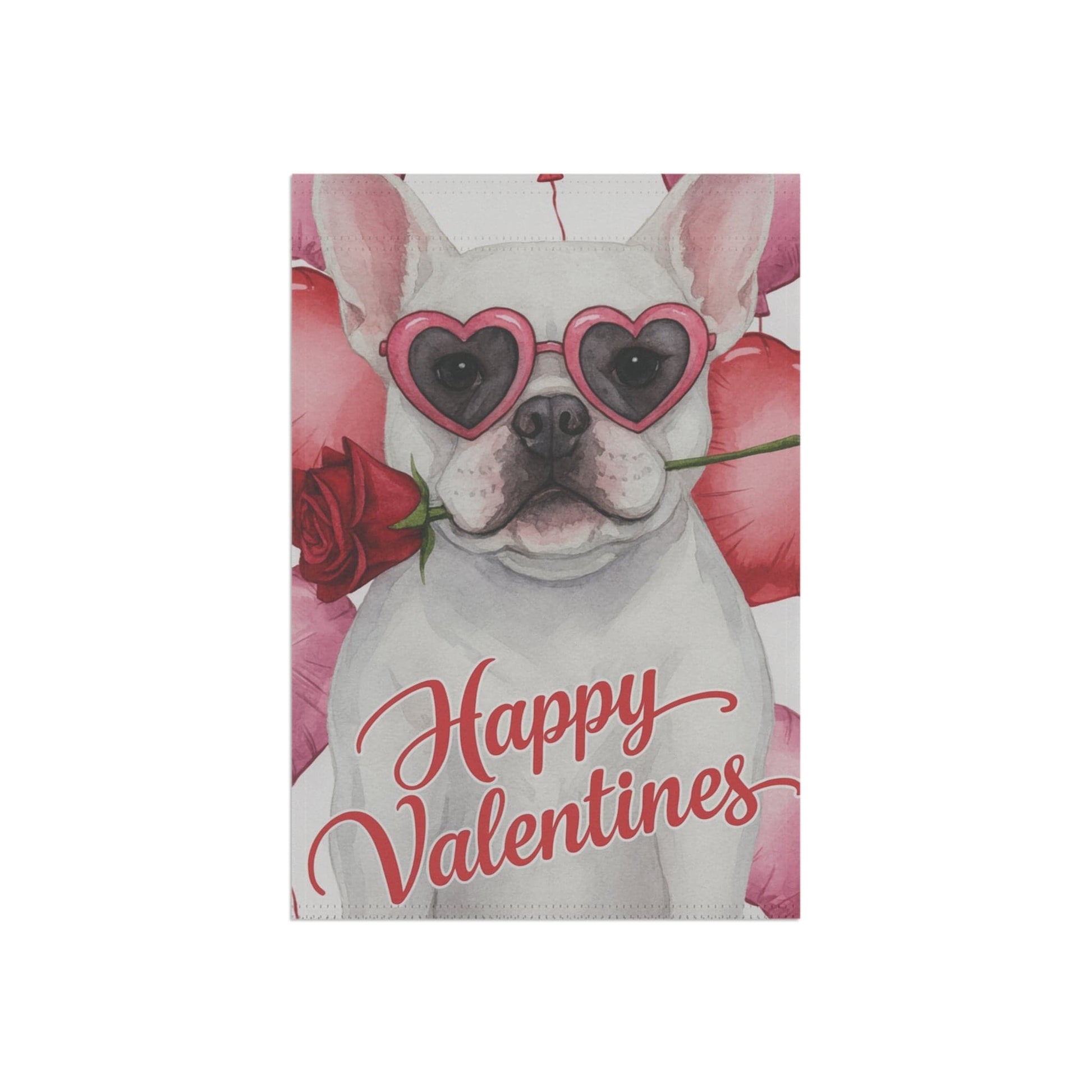 White French Bulldog Valentines Day Garden Flag