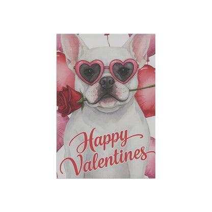 White French Bulldog Valentines Day Garden Flag
