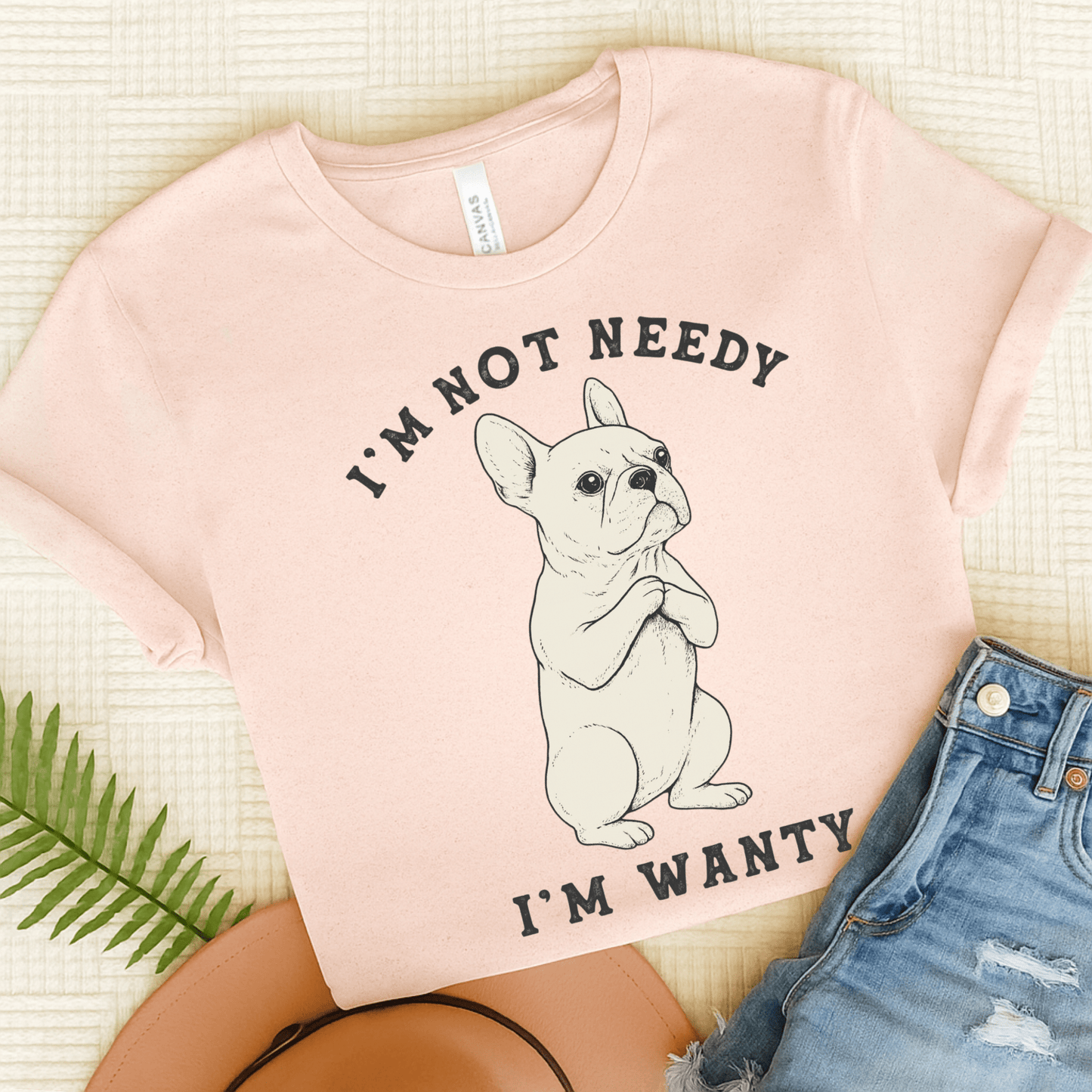White French Bulldog Wanty TShirt Soft Pink