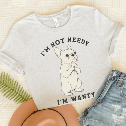 White French Bulldog Wanty TShirt Ash
