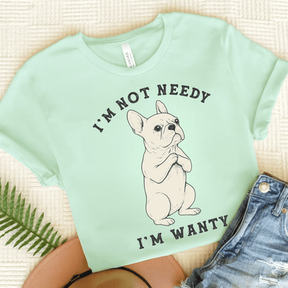 White French Bulldog Wanty TShirt Heather Mint
