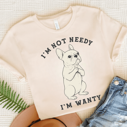 White French Bulldog Wanty TShirt Natural