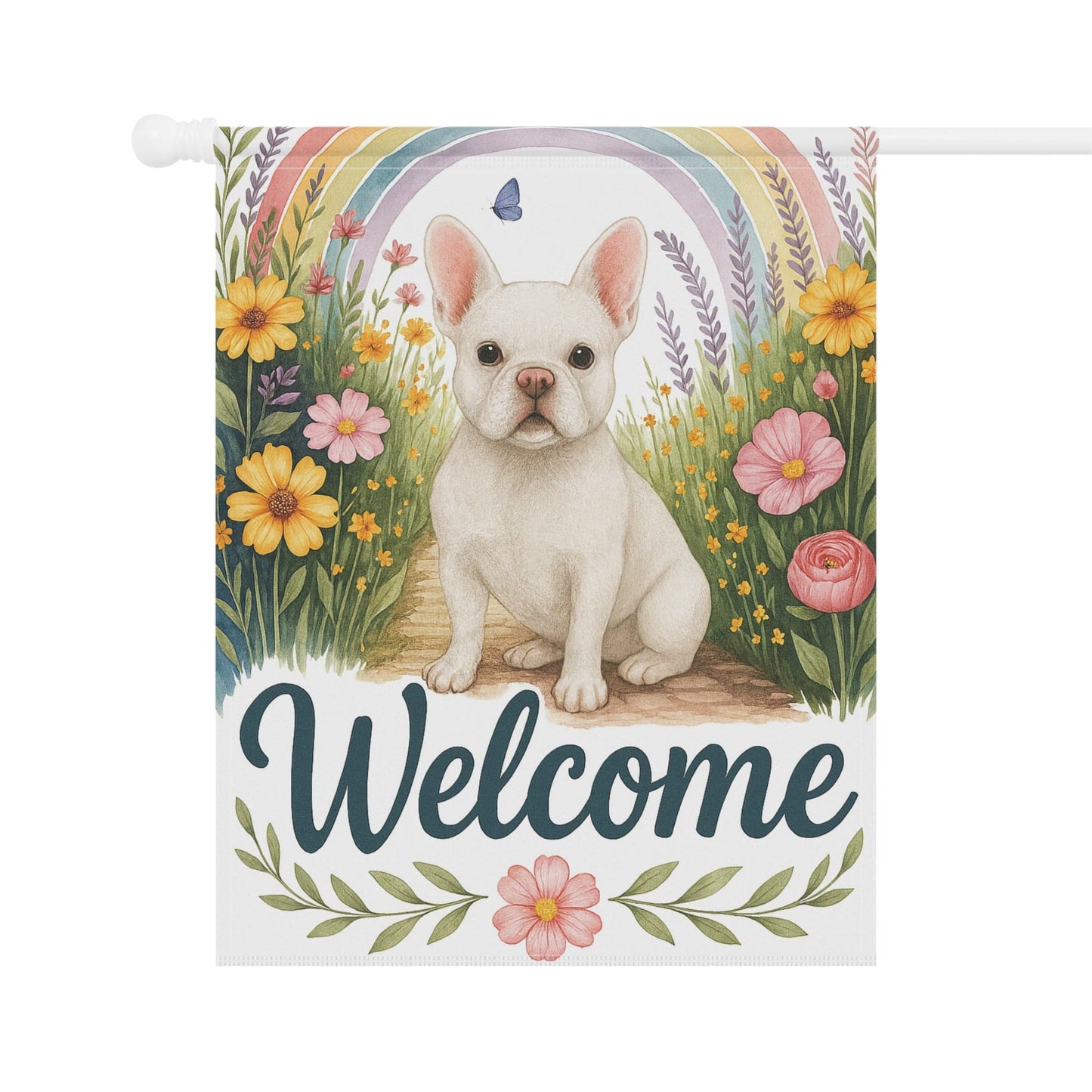 White French Bulldog Welcome Garden Flag