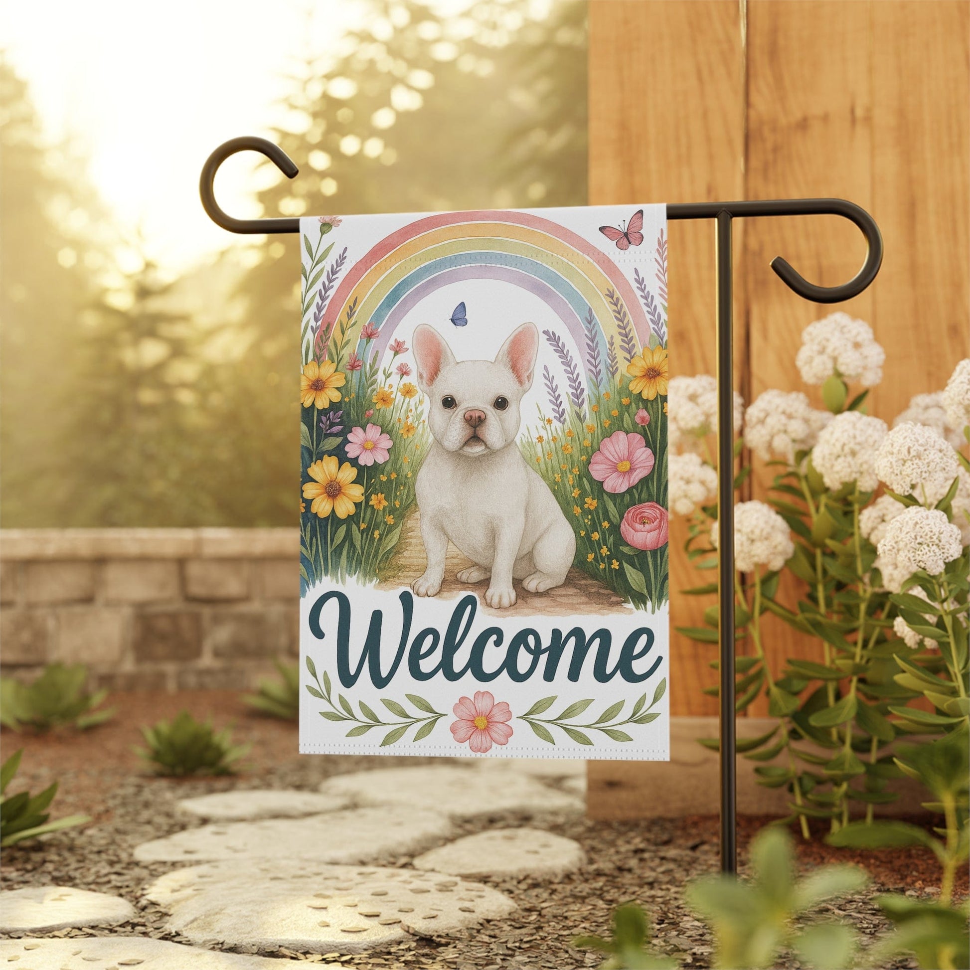 White French Bulldog Welcome Garden Flag