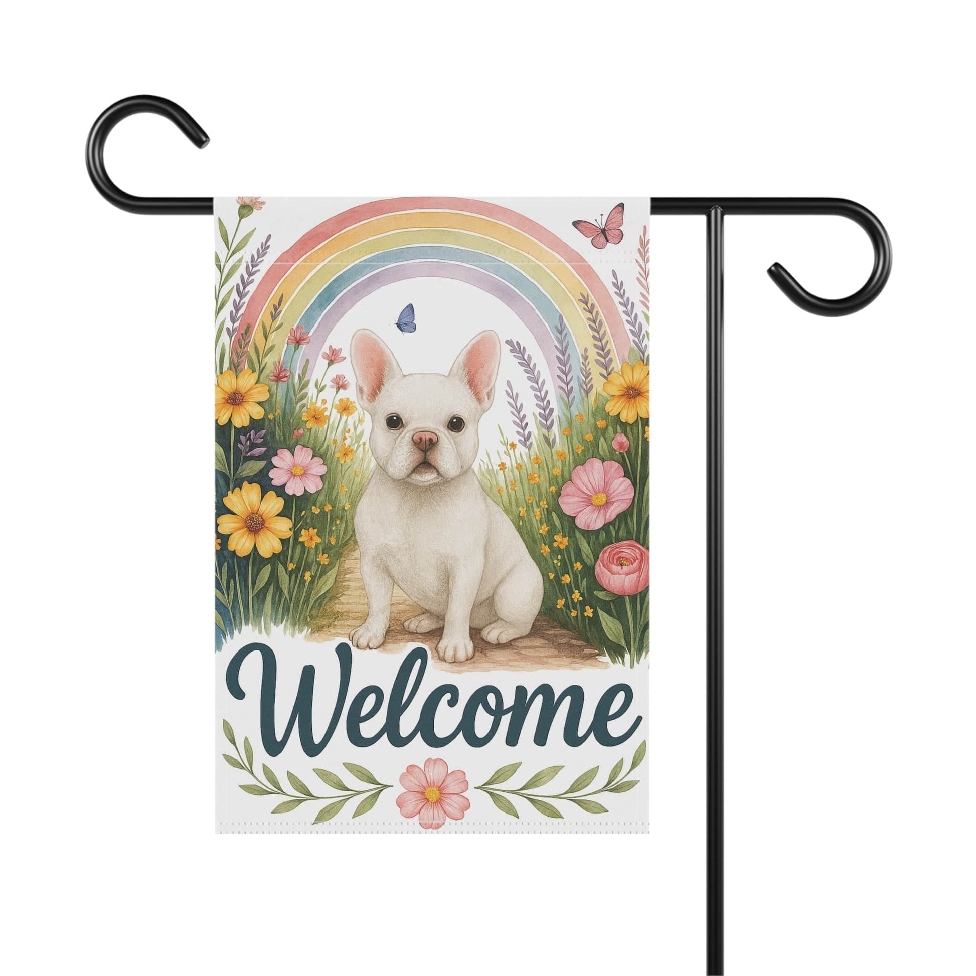 White French Bulldog Welcome Garden Flag