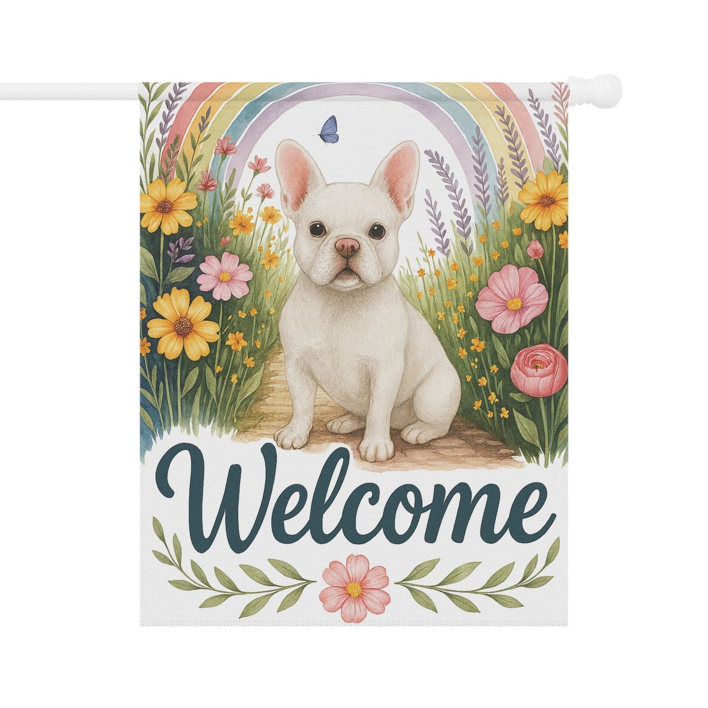 White French Bulldog Welcome Garden Flag