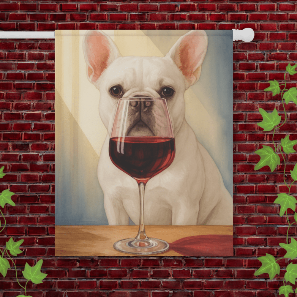 White French Bulldog Wine Garden Flag 24.5'' × 32''