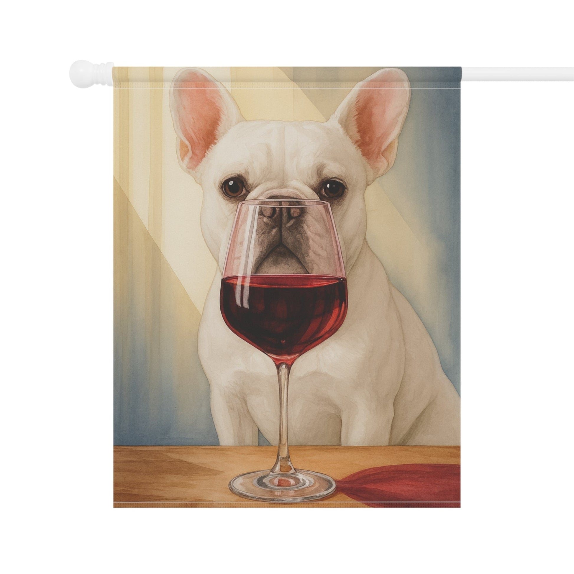 White French Bulldog Wine Garden Flag