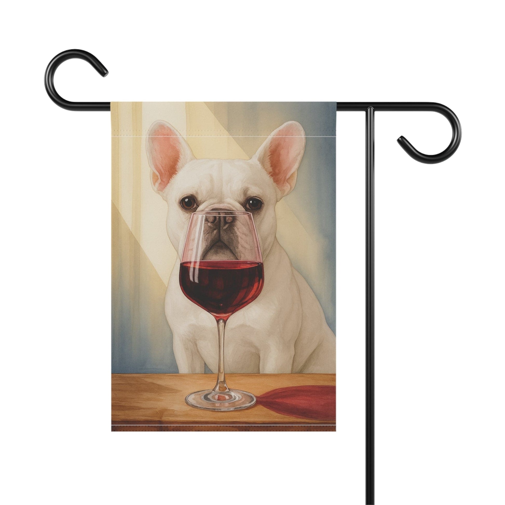 White French Bulldog Wine Garden Flag