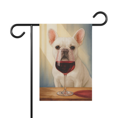 White French Bulldog Wine Garden Flag