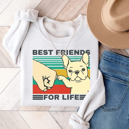 White Frenchie Besties Sweatshirt White