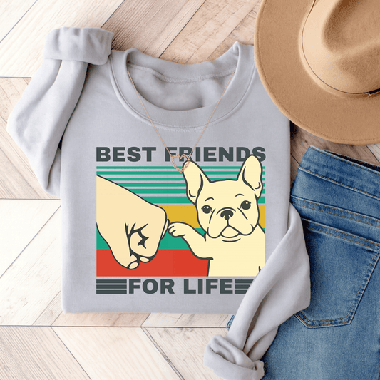 White Frenchie Besties Sweatshirt Ash