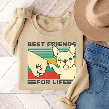 White Frenchie Besties Sweatshirt Sand