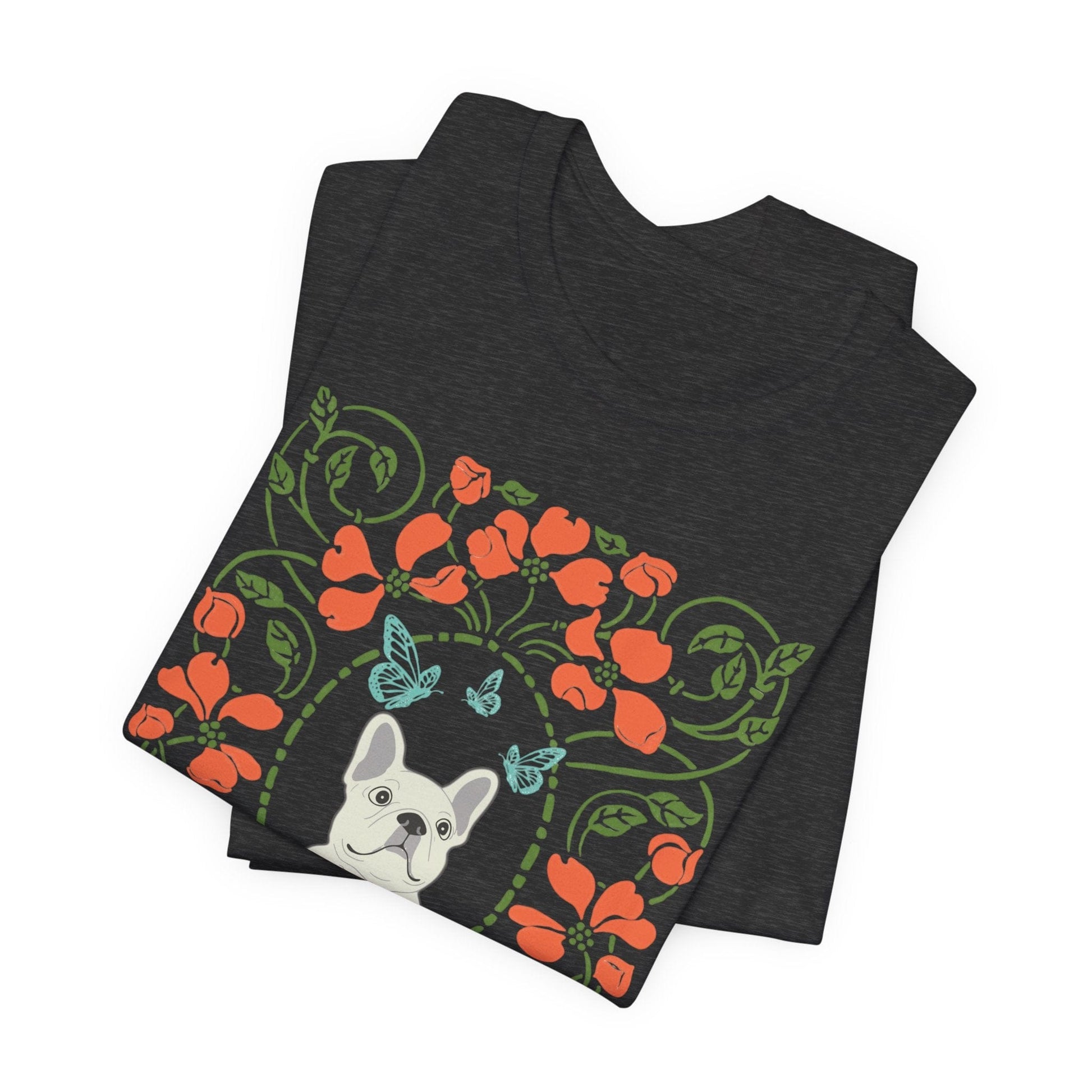 White Frenchie Butterflies Frame TShirt