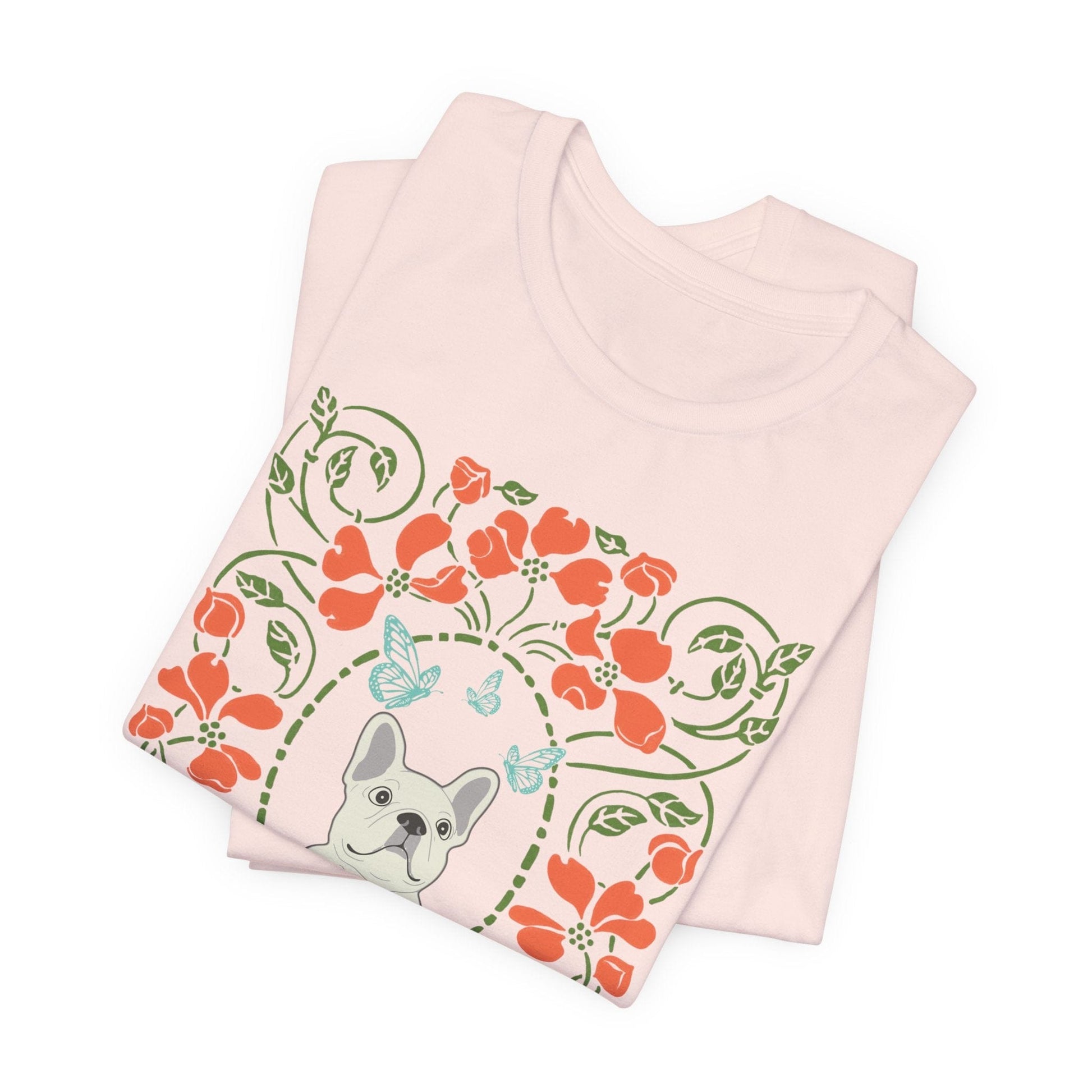 White Frenchie Butterflies Frame TShirt