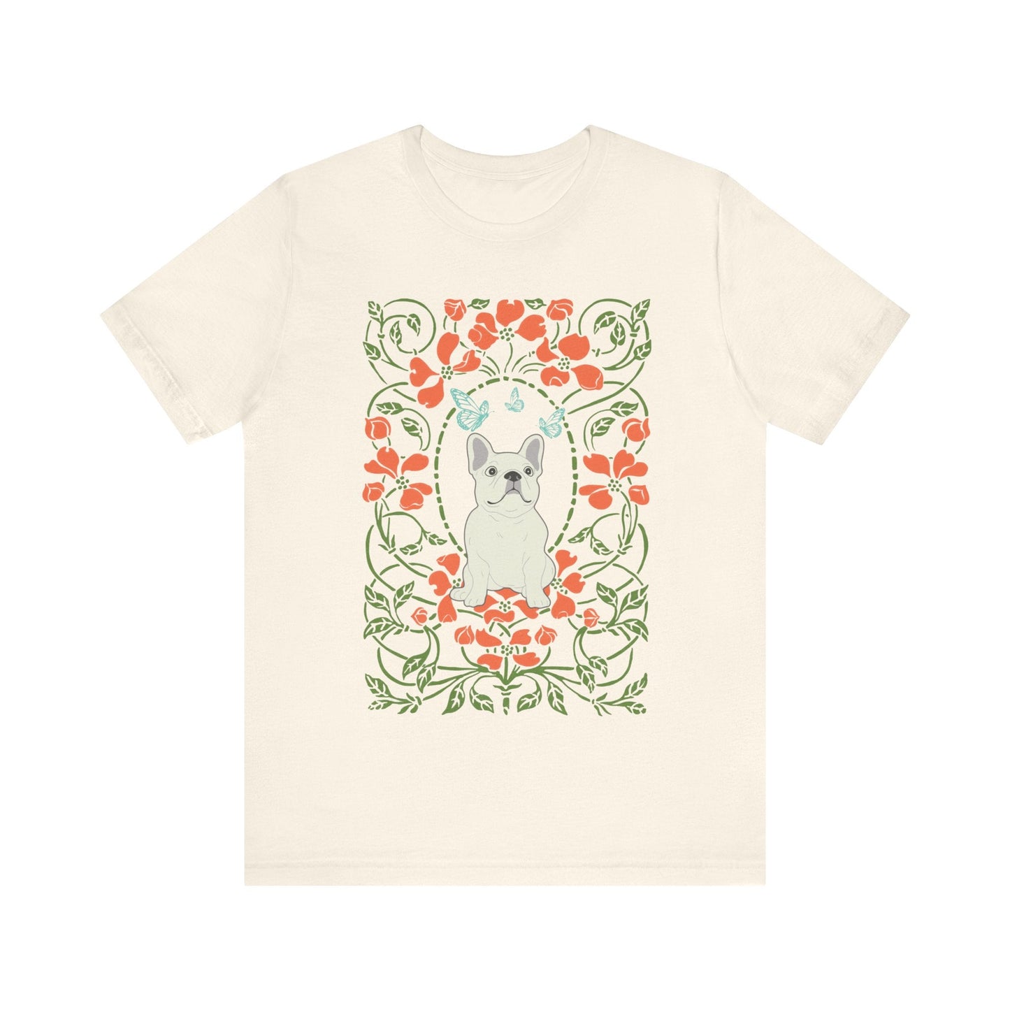 White Frenchie Butterflies Frame TShirt
