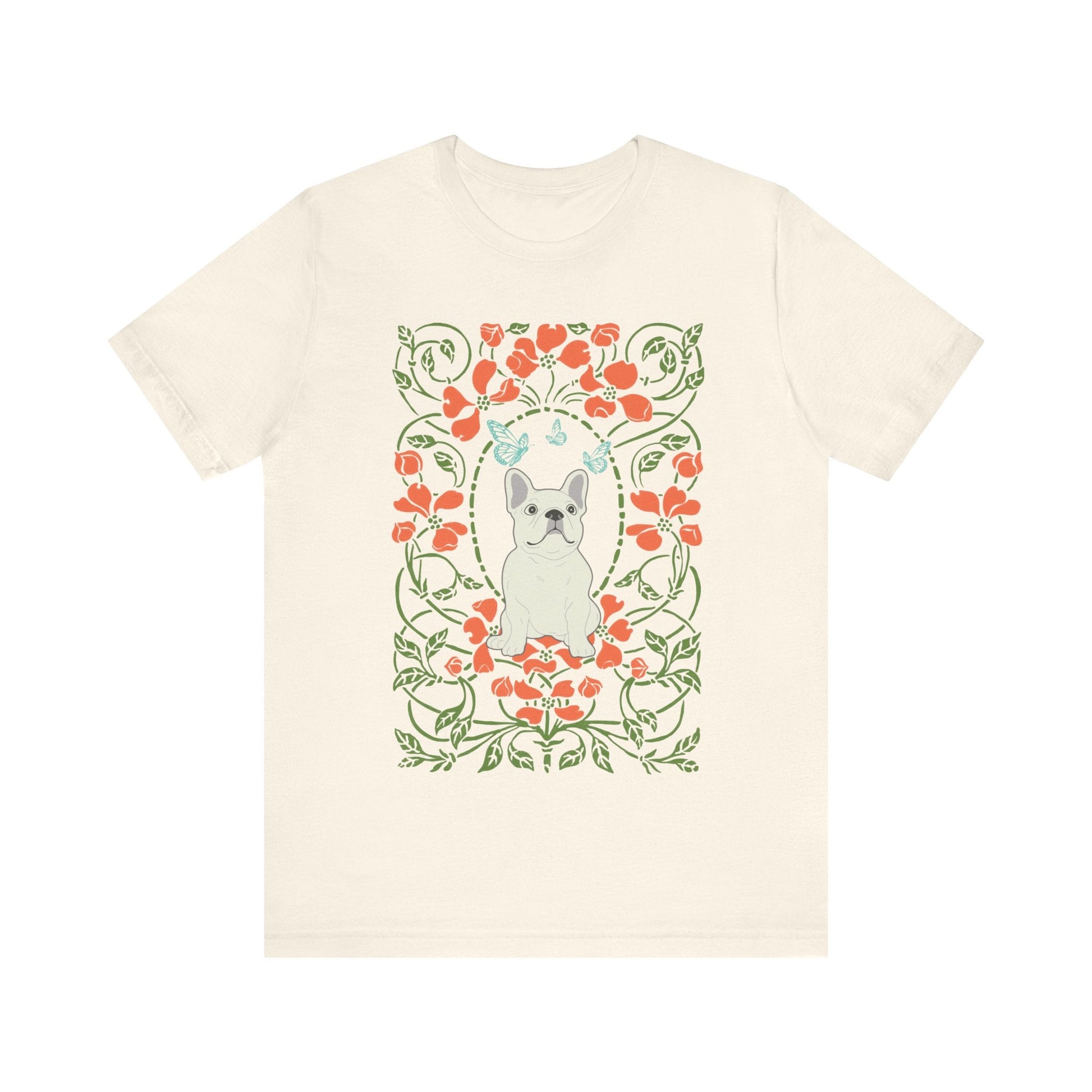 White Frenchie Butterflies Frame TShirt