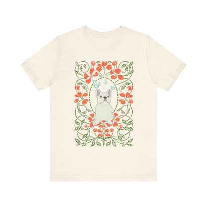 White Frenchie Butterflies Frame TShirt