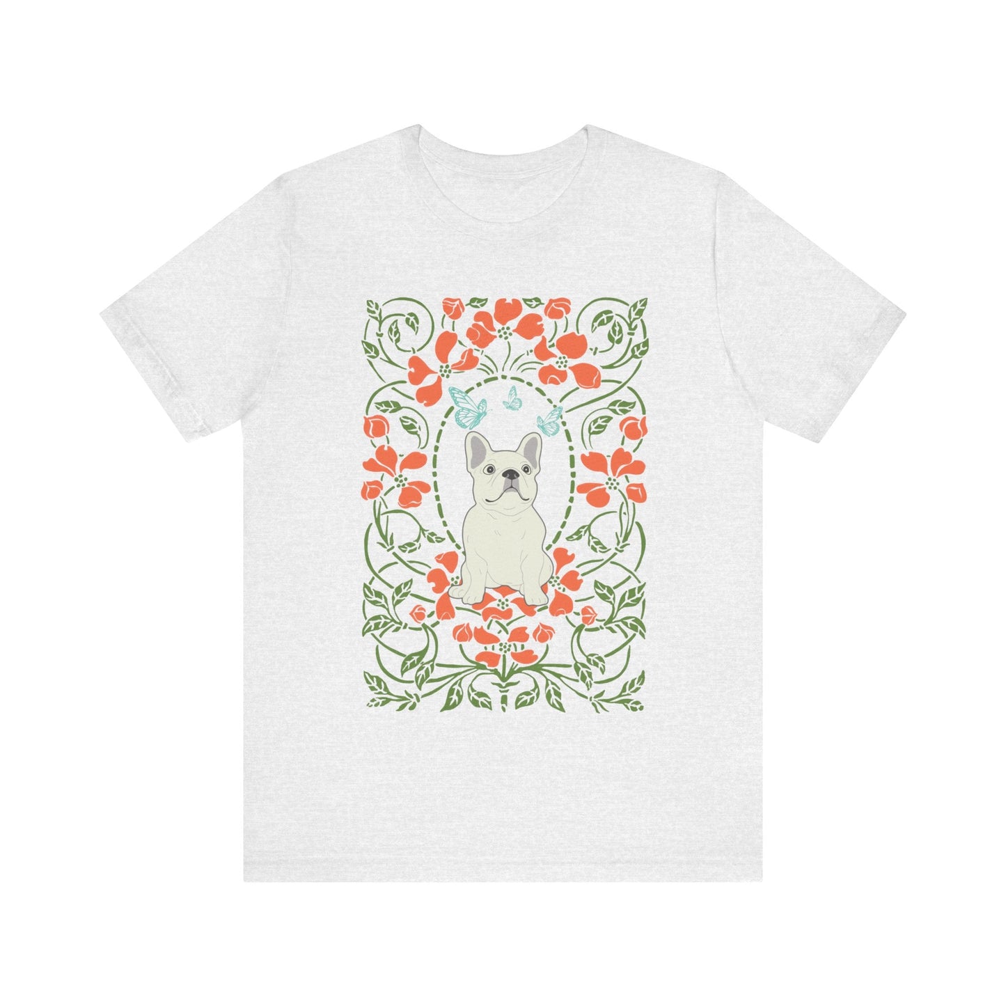 White Frenchie Butterflies Frame TShirt
