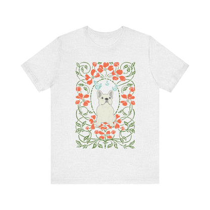 White Frenchie Butterflies Frame TShirt