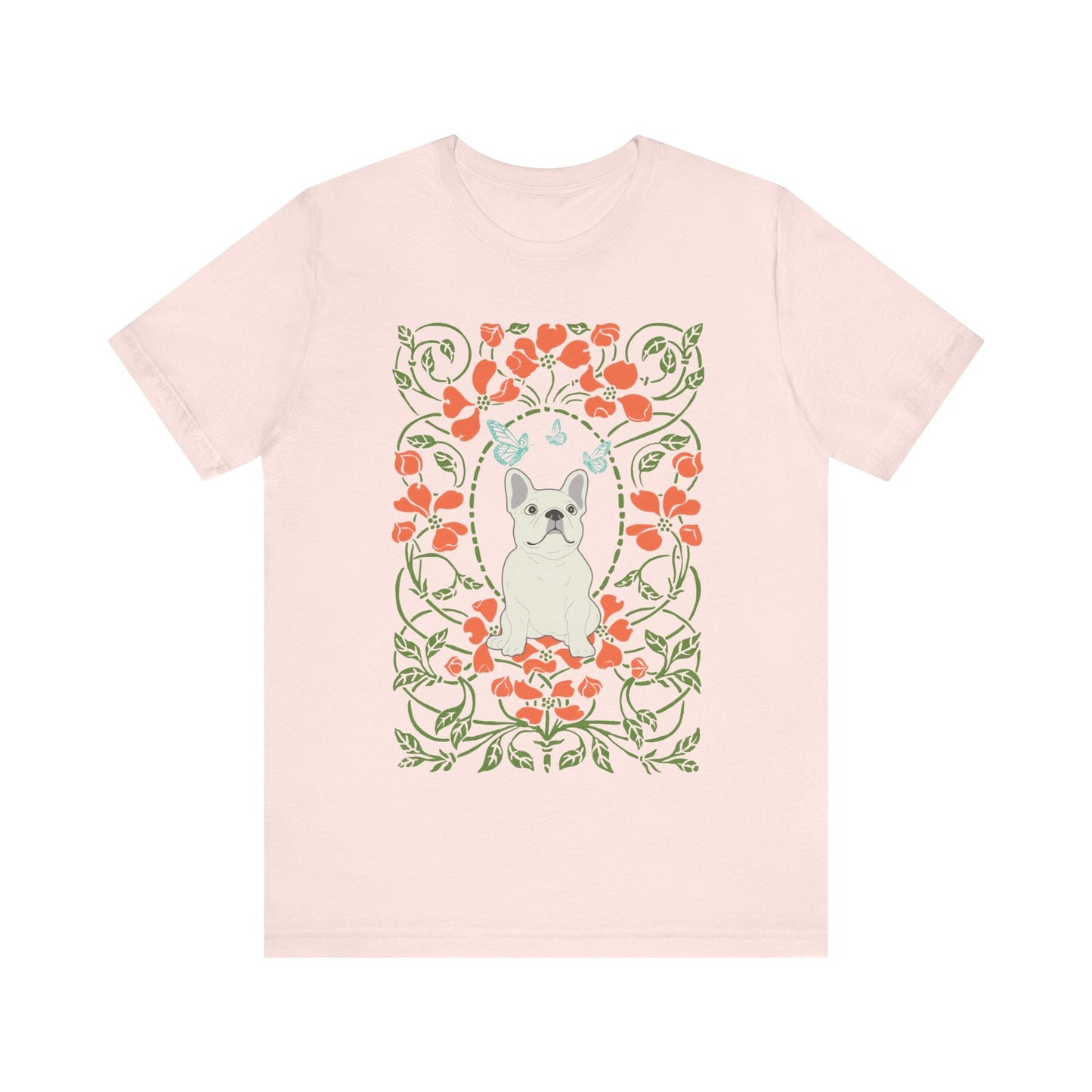 White Frenchie Butterflies Frame TShirt