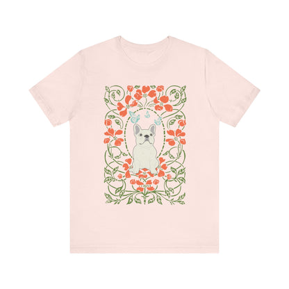 White Frenchie Butterflies Frame TShirt