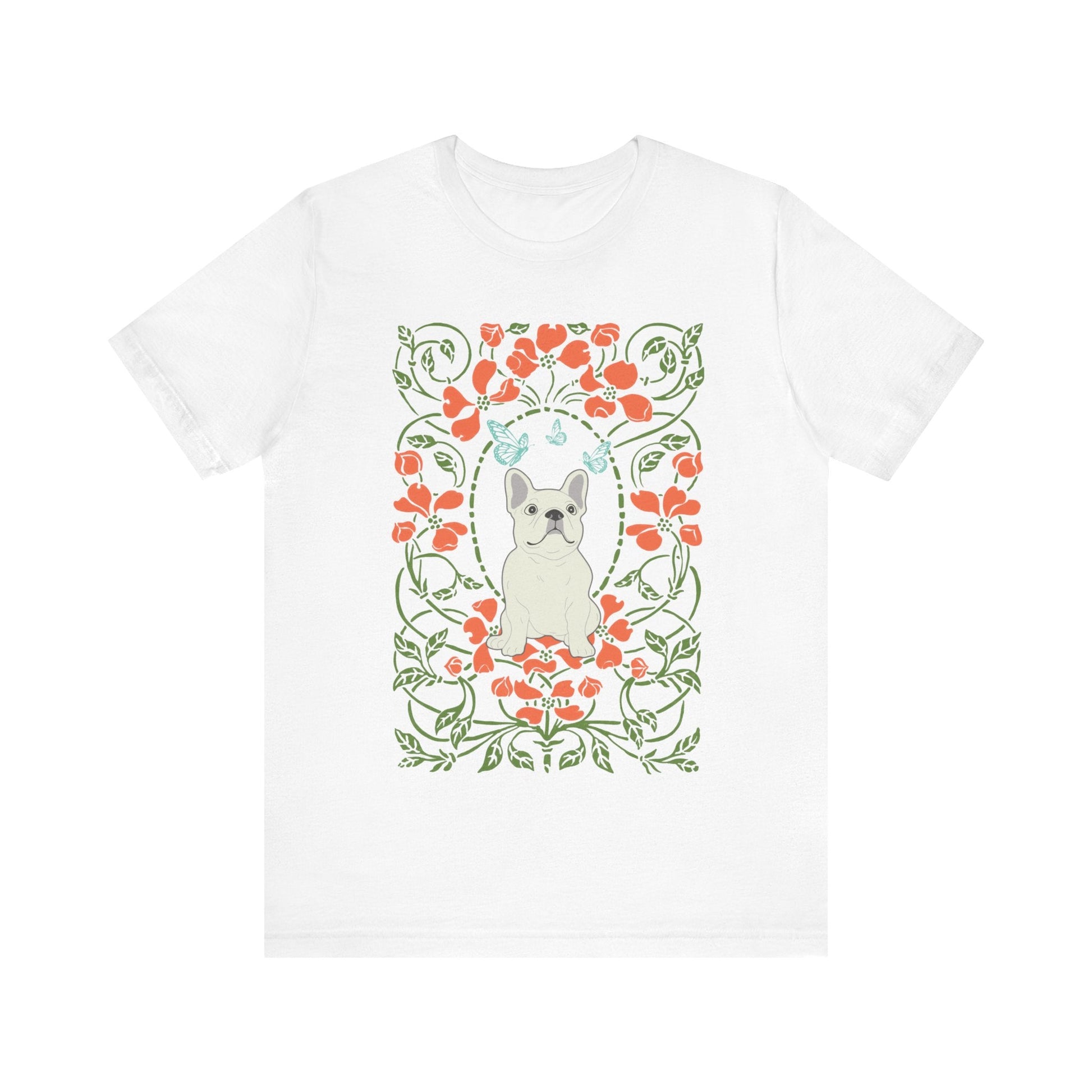 White Frenchie Butterflies Frame TShirt