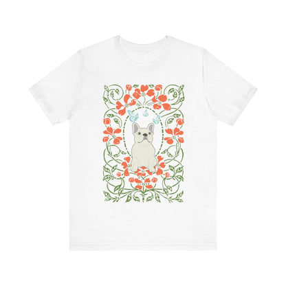 White Frenchie Butterflies Frame TShirt