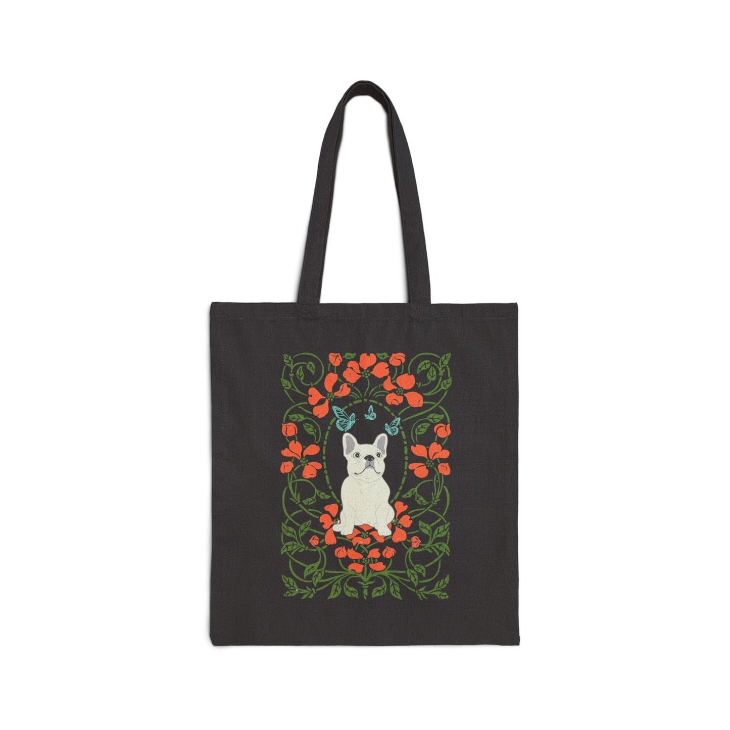 White Frenchie Butterfly Frame Tote Bag