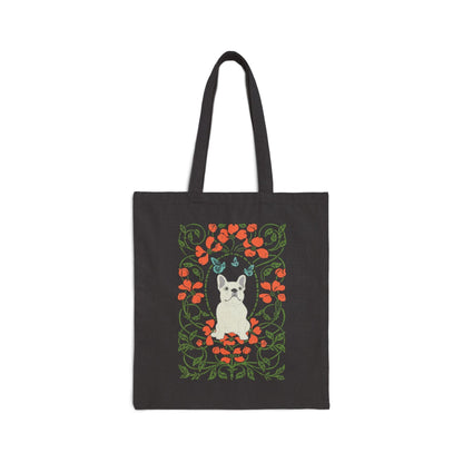 White Frenchie Butterfly Frame Tote Bag