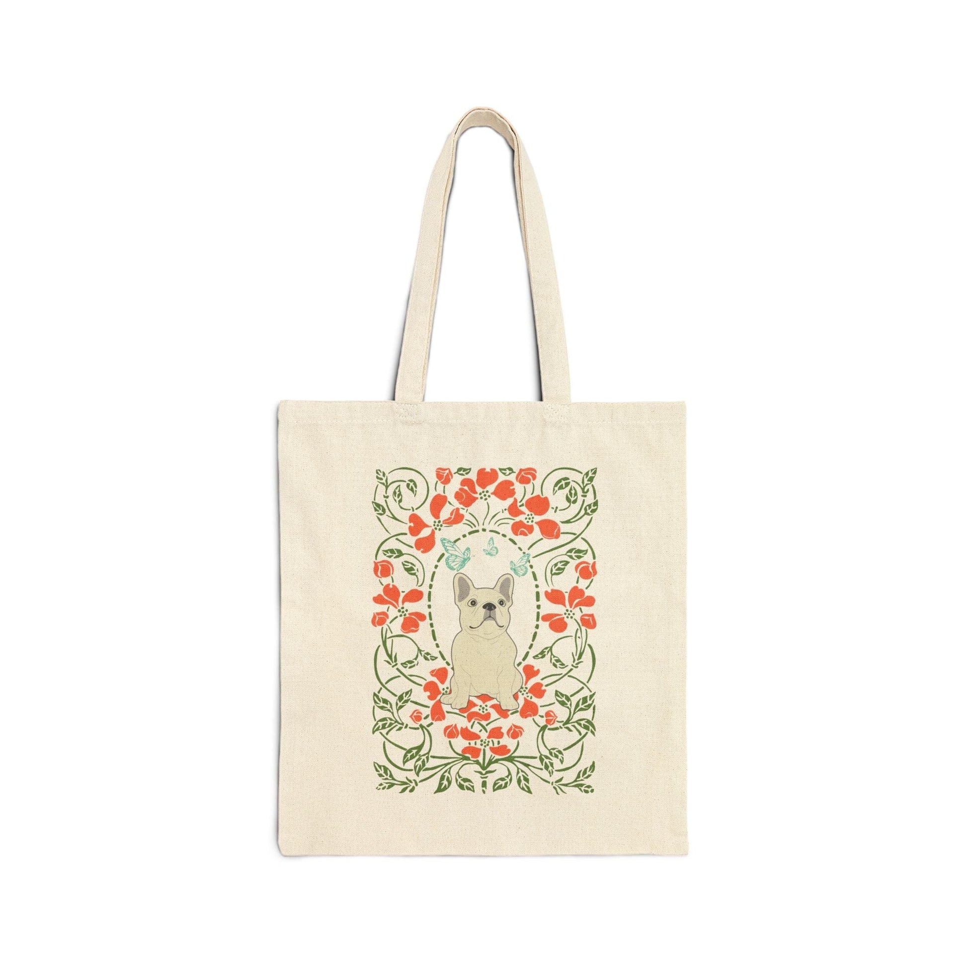 White Frenchie Butterfly Frame Tote Bag