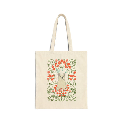White Frenchie Butterfly Frame Tote Bag