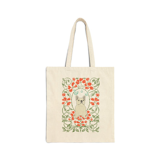 White Frenchie Butterfly Frame Tote Bag