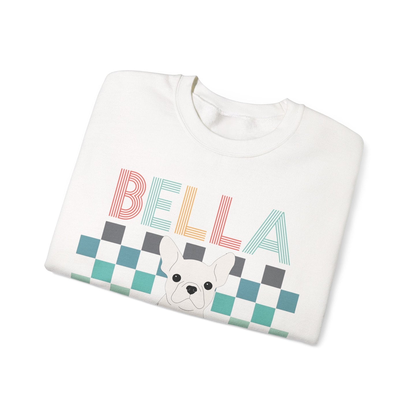 White Frenchie Checkered Sweatshirt