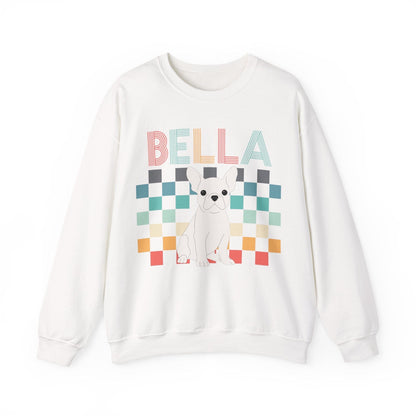 White Frenchie Checkered Sweatshirt