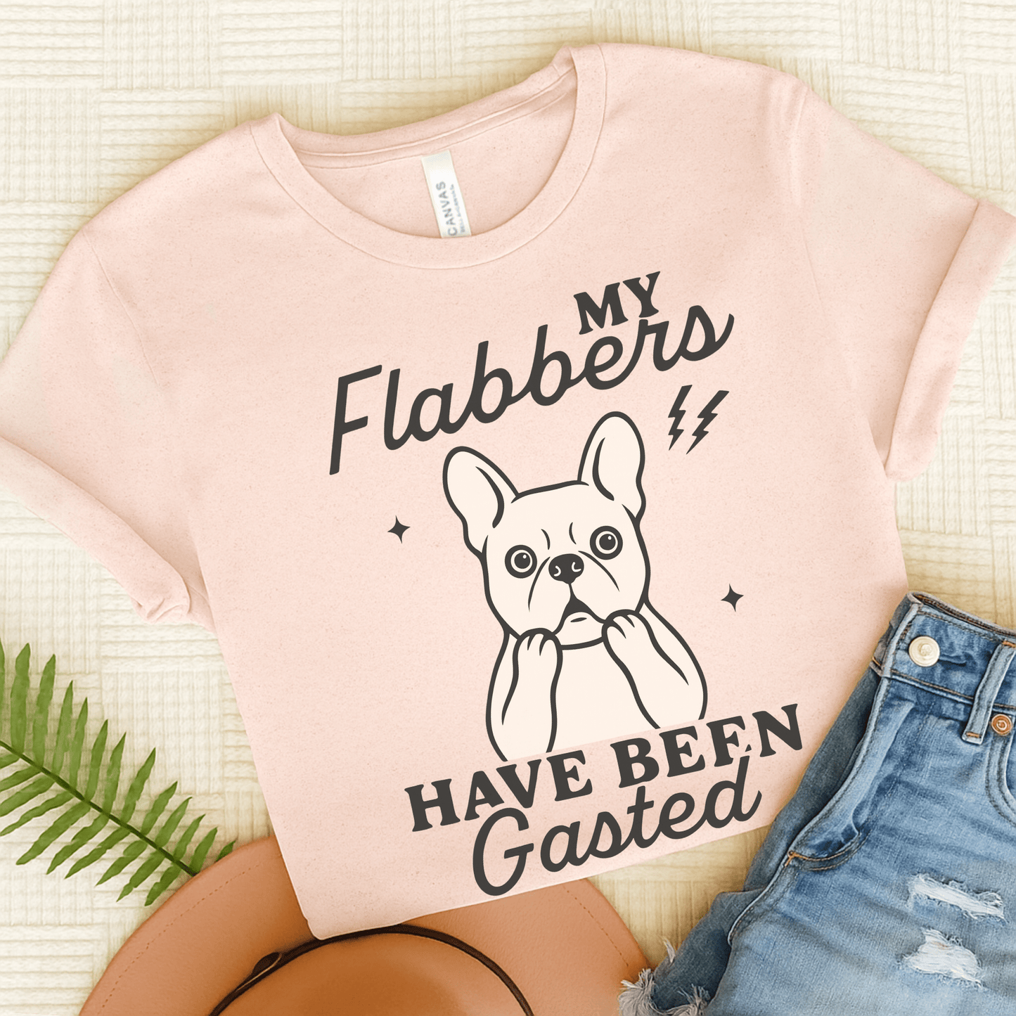 White Frenchie Flabbergasted Tshirt Soft Pink