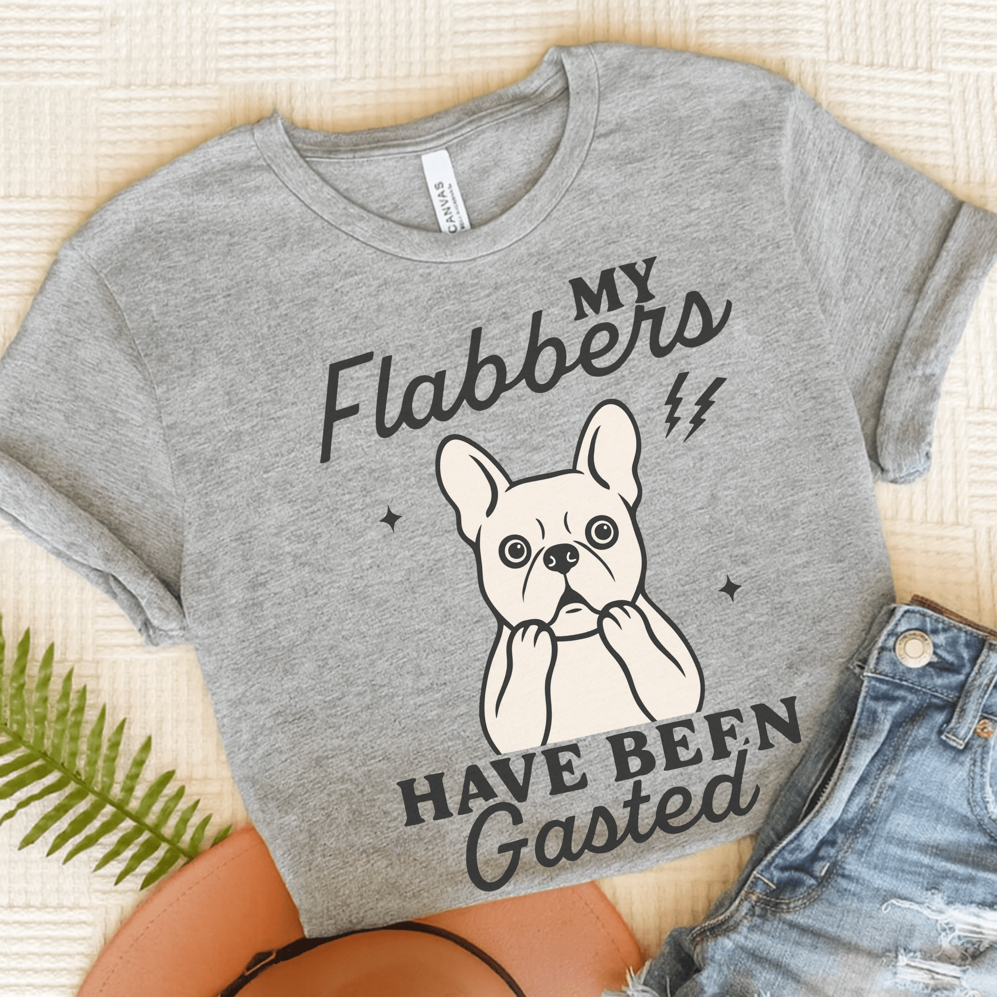 White Frenchie Flabbergasted Tshirt Athletic Heather