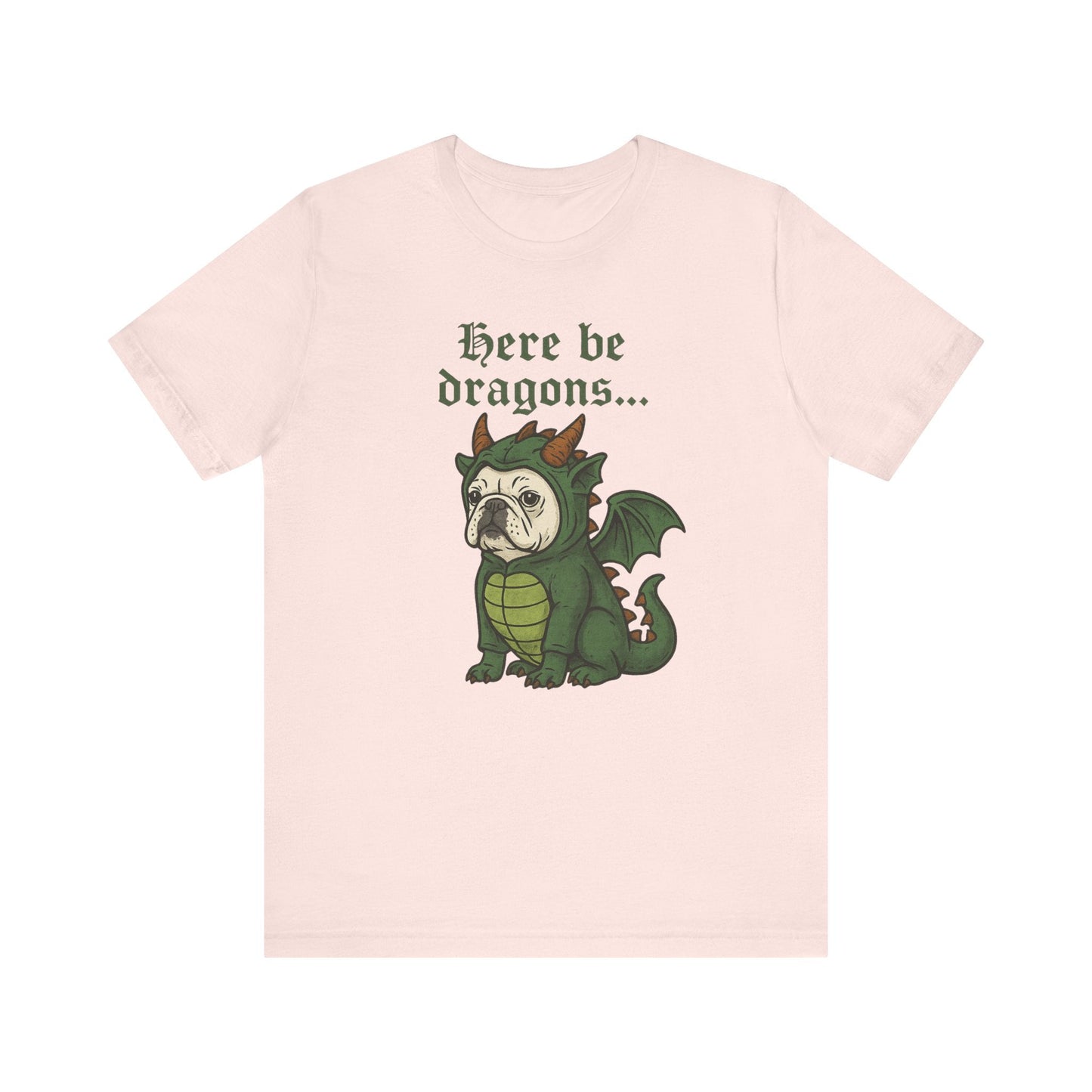 White Frenchie Here Be Dragons TShirt