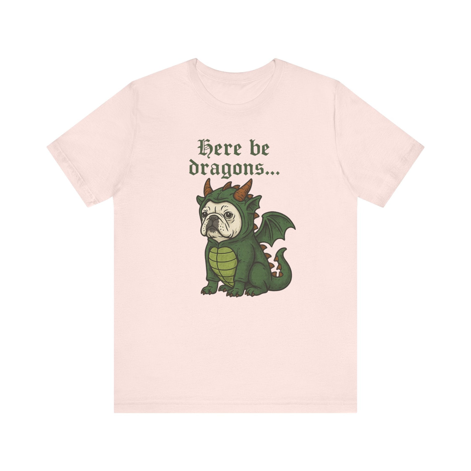White Frenchie Here Be Dragons TShirt
