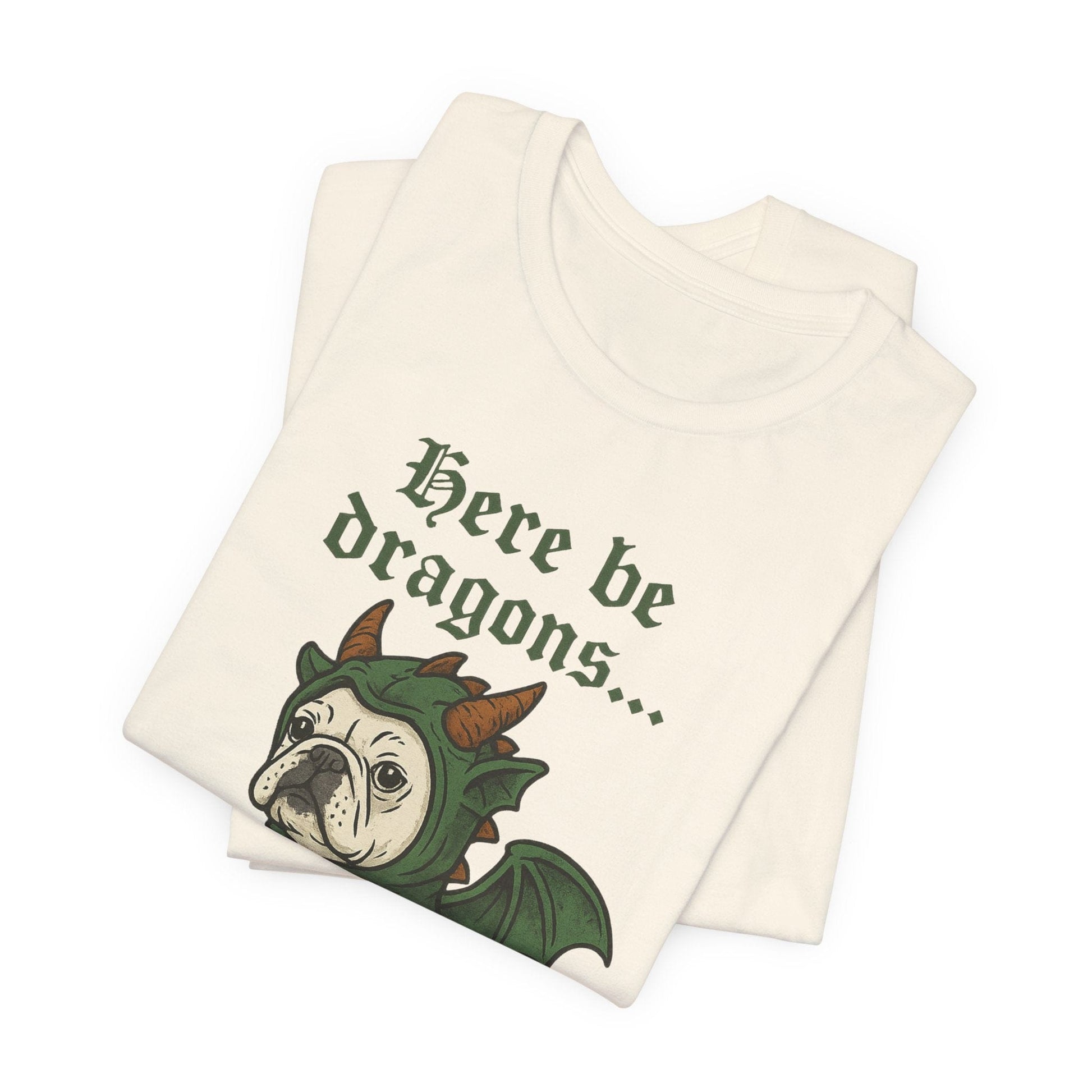 White Frenchie Here Be Dragons TShirt